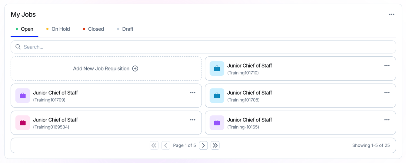 My Jobs widget on the SCALIS Home Dashboard