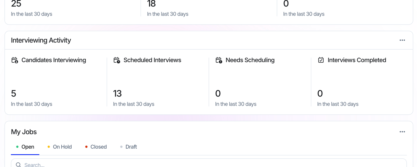 Interview Activity widget on the SCALIS Home Dashboard