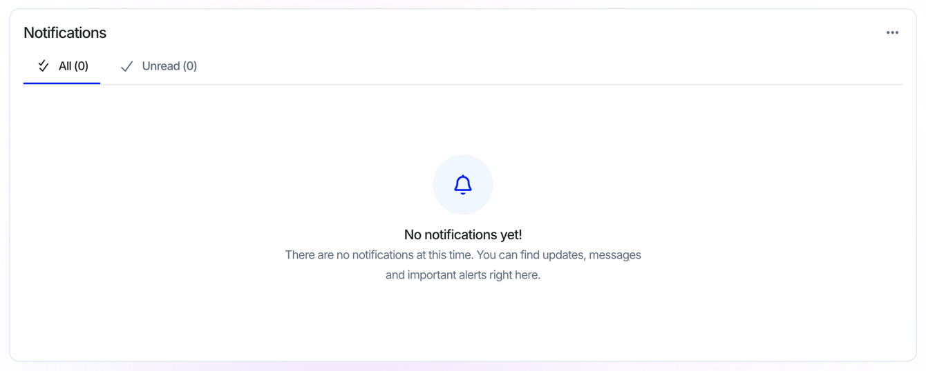 Notifications widget on the SCALIS Home Dashboard