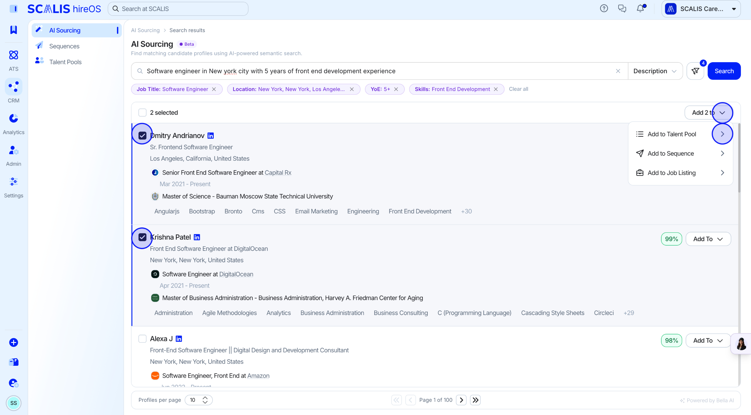 Selecting candidates and choosing where to add them