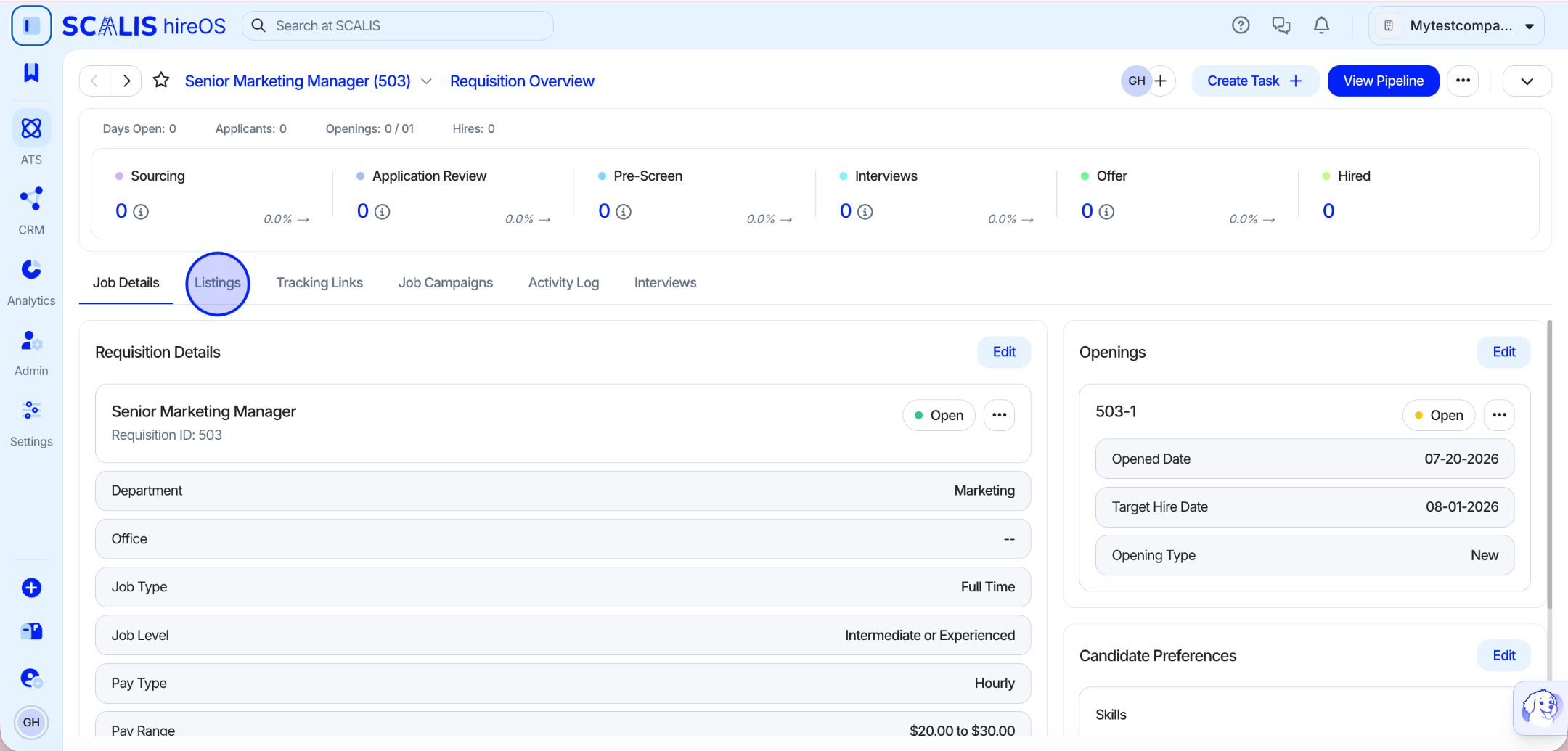 Navigating to the job listing