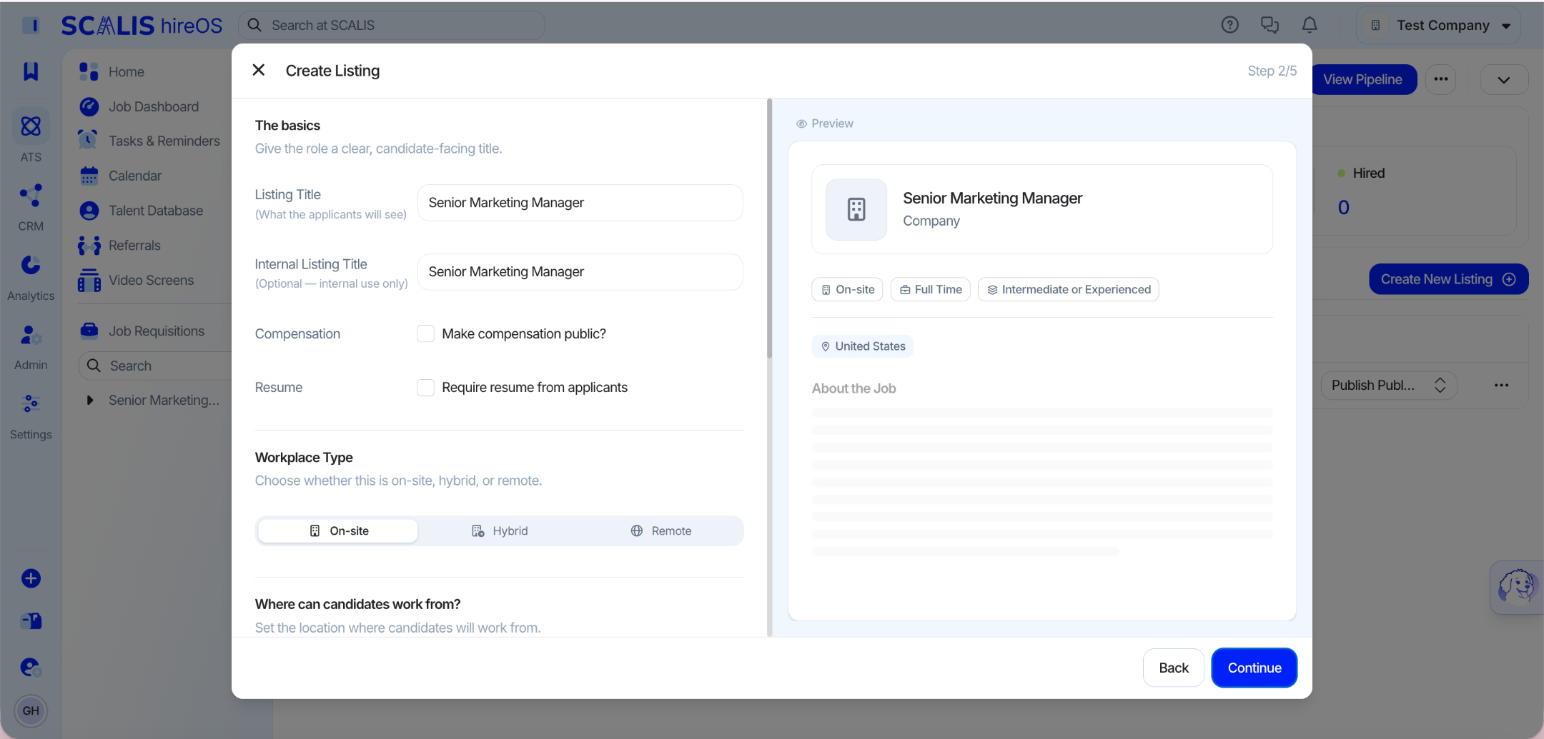 Entering the listing basics