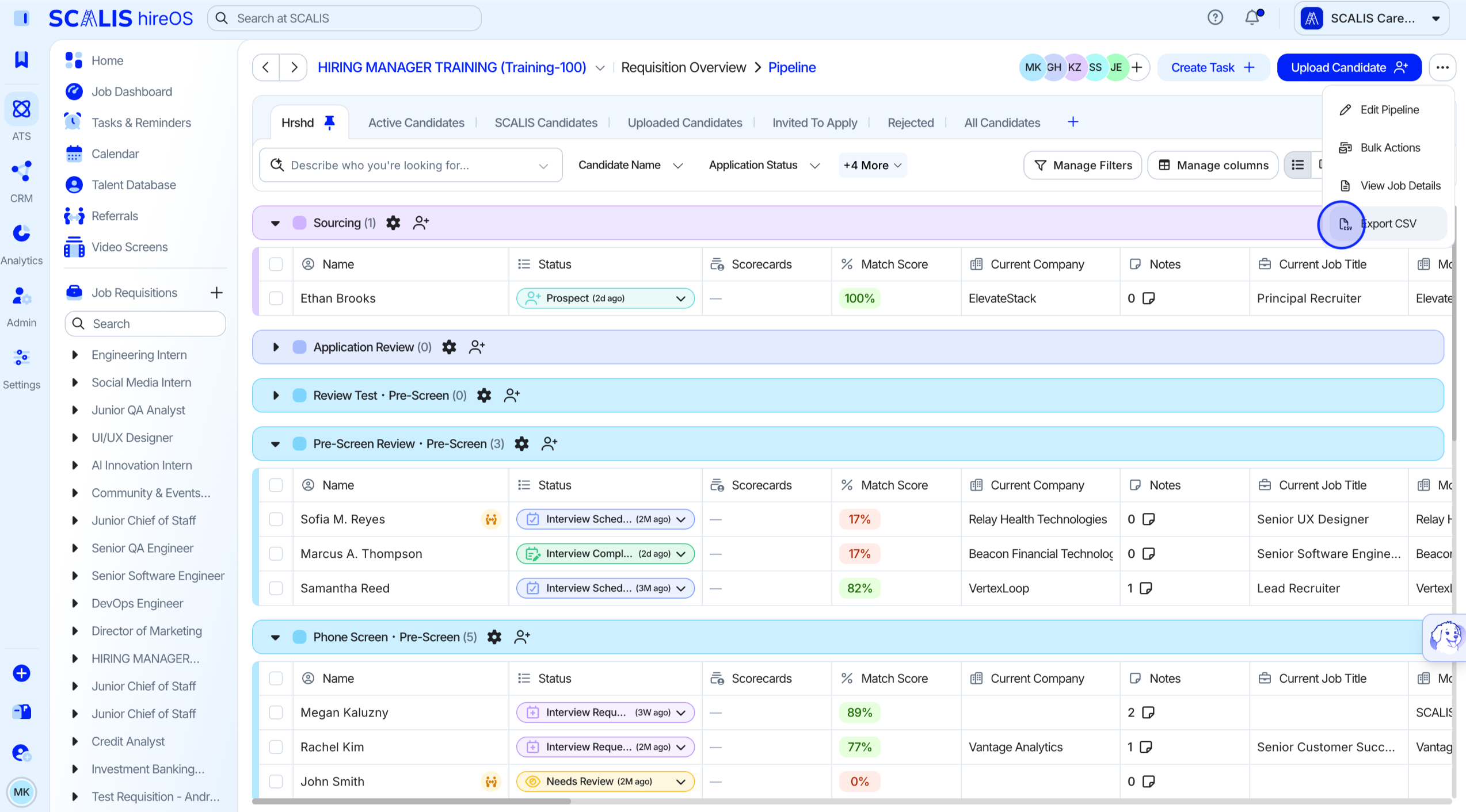 Exporting a pipeline as a CSV