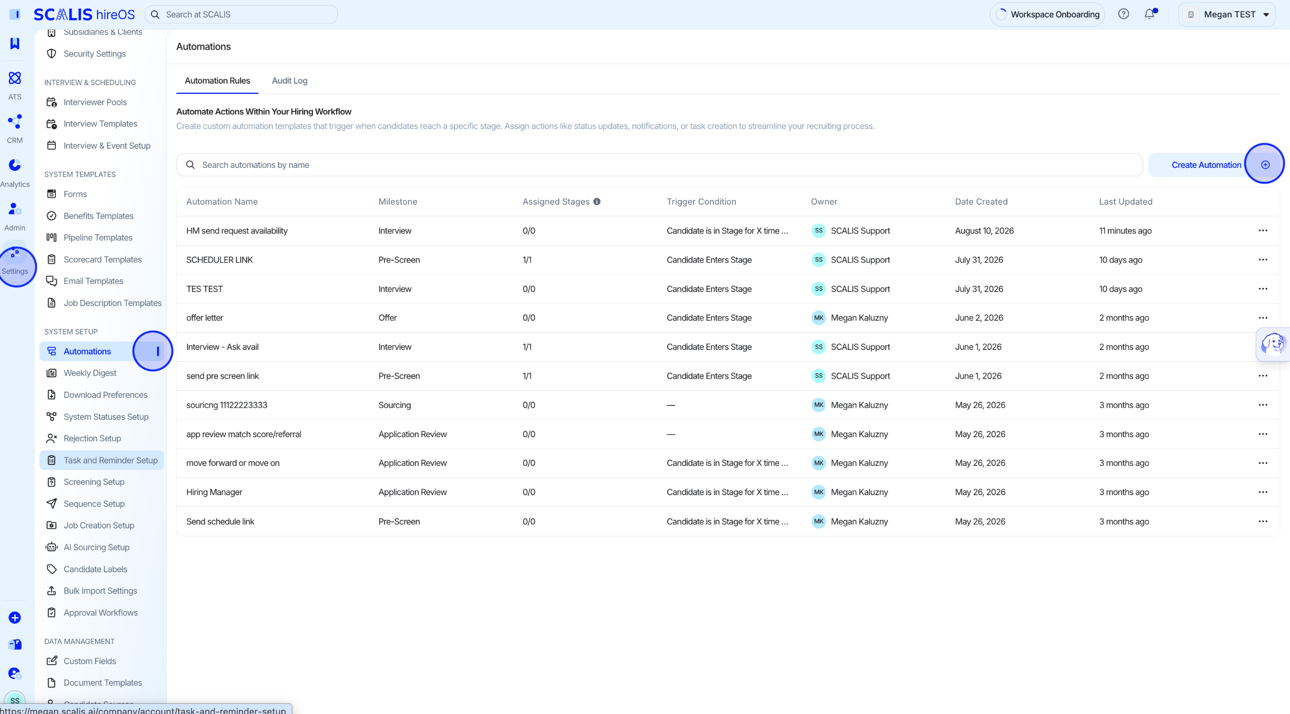 Settings > Automation Rules