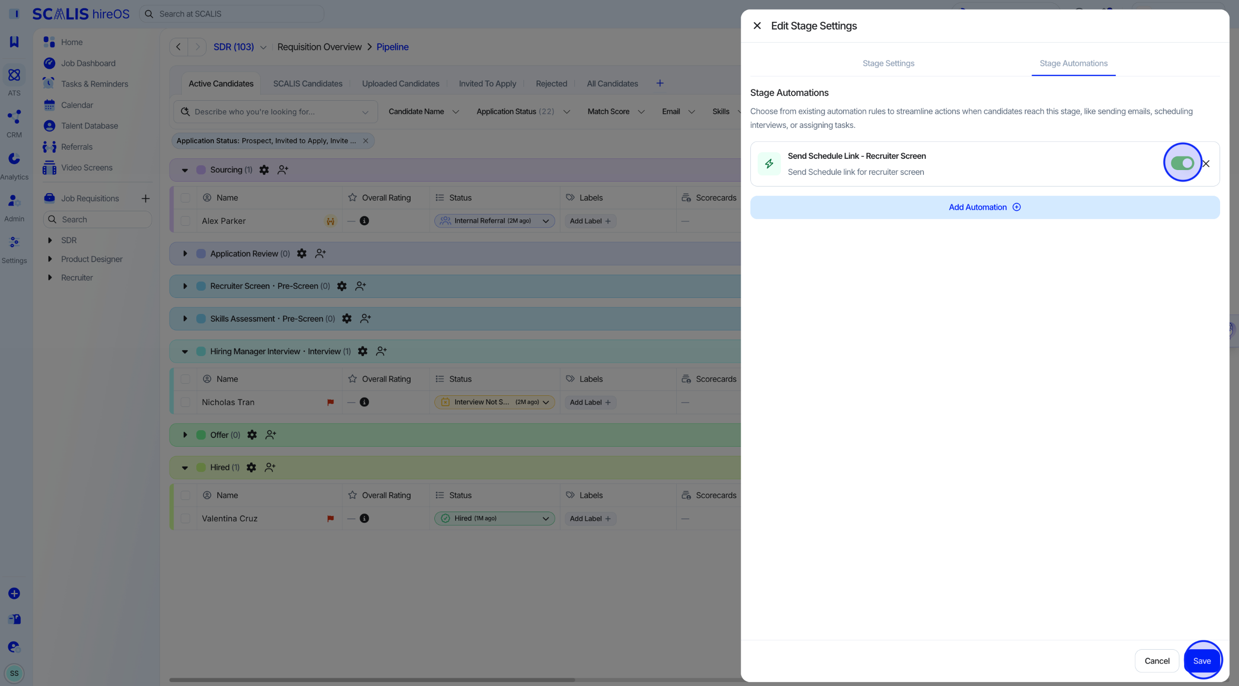 Toggling the automation to Activated