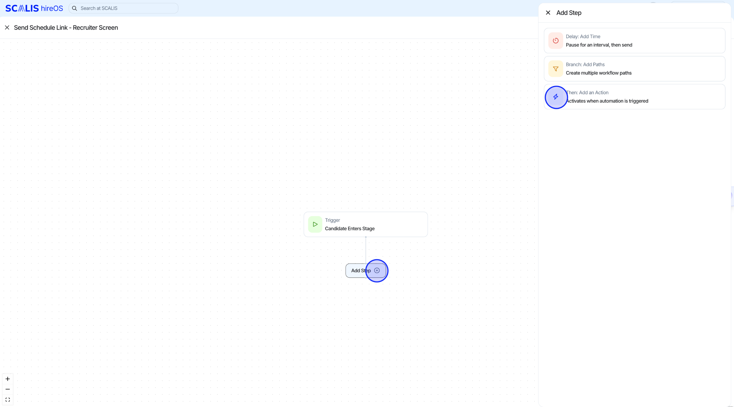 Add a Step menu: Delay, Branch, or Then