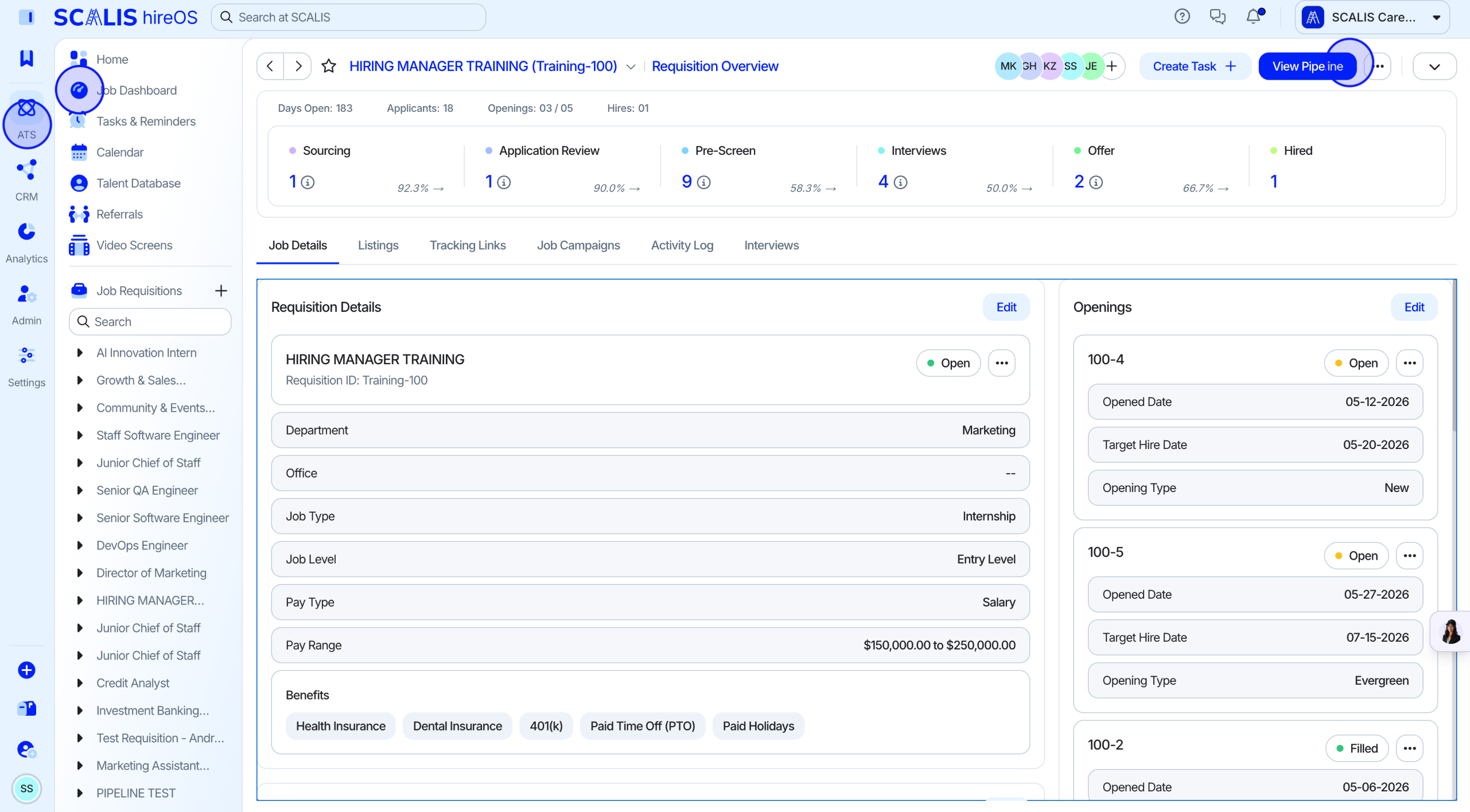 Opening the pipeline from the job dashboard