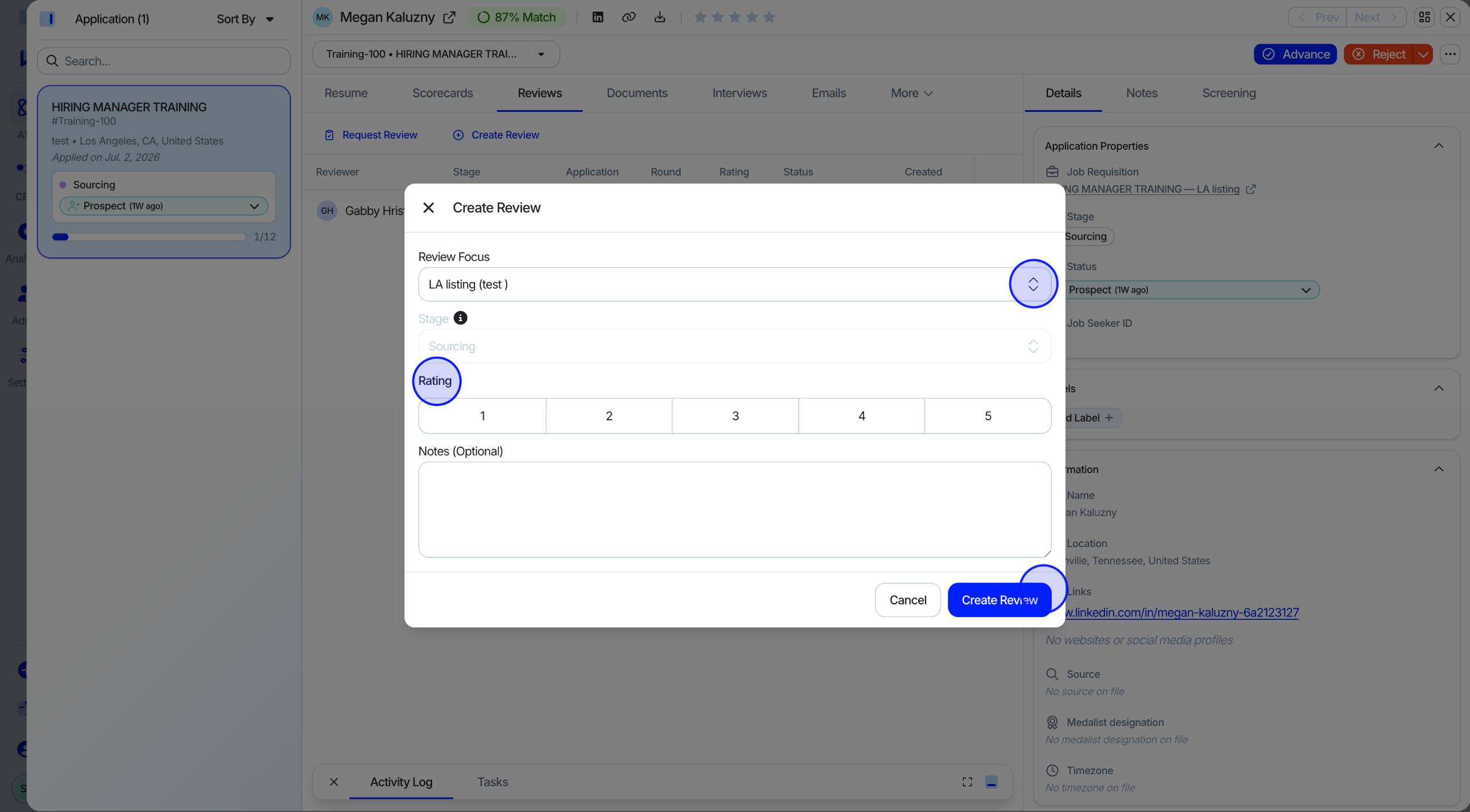Submitting a completed review