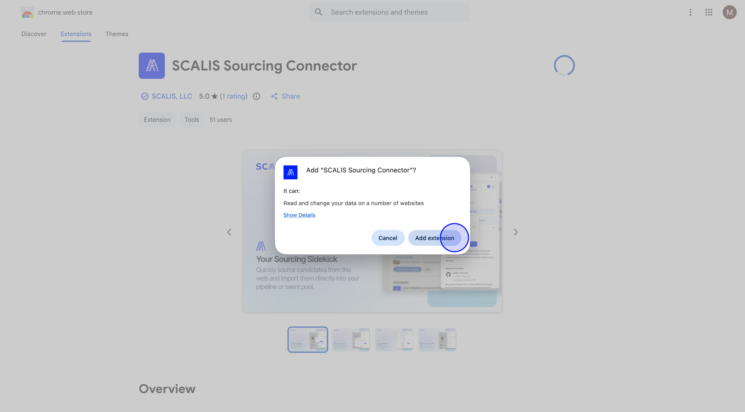 Chrome's Add Extension confirmation dialog