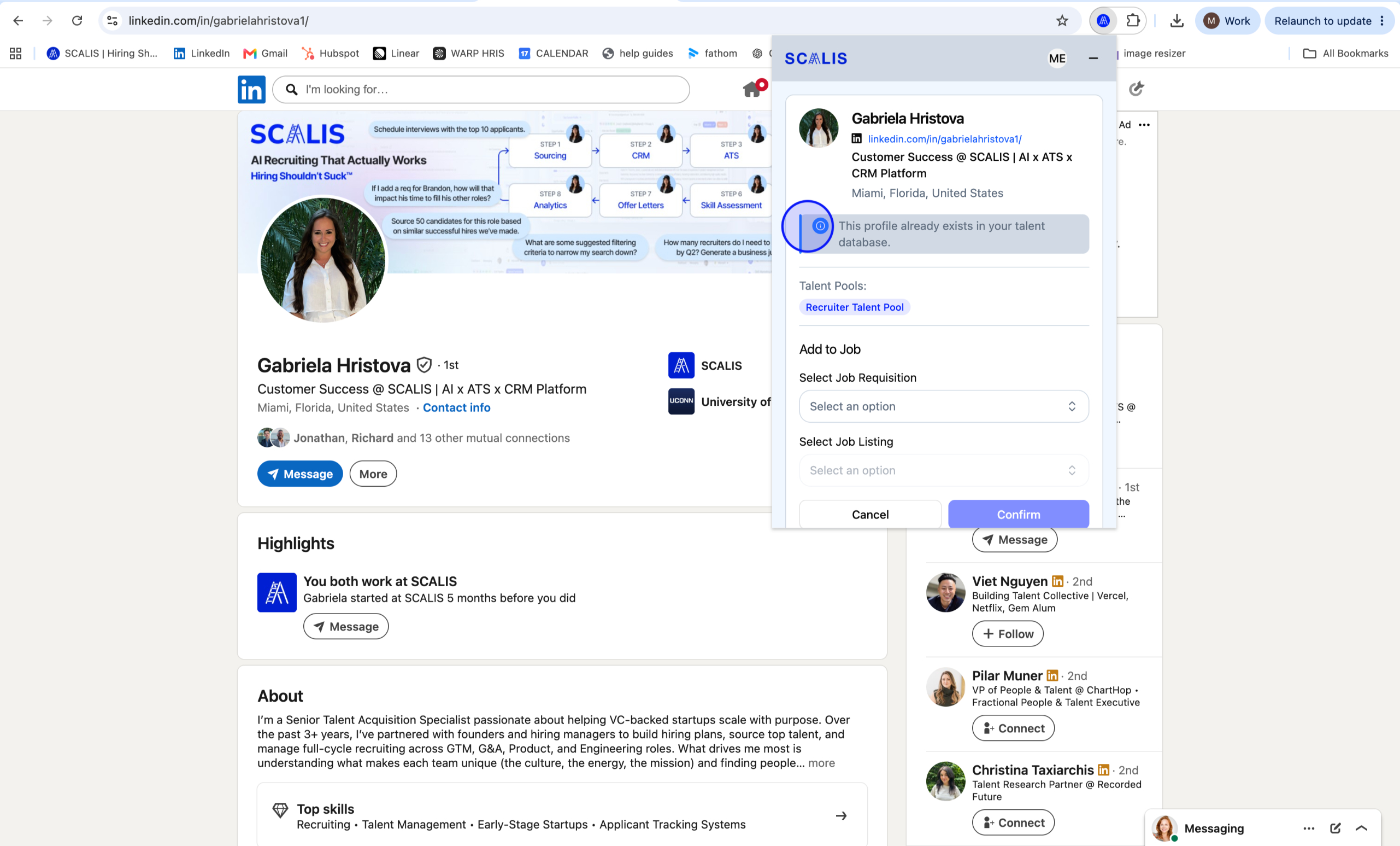 SCALIS Sourcing Connector confirmation step