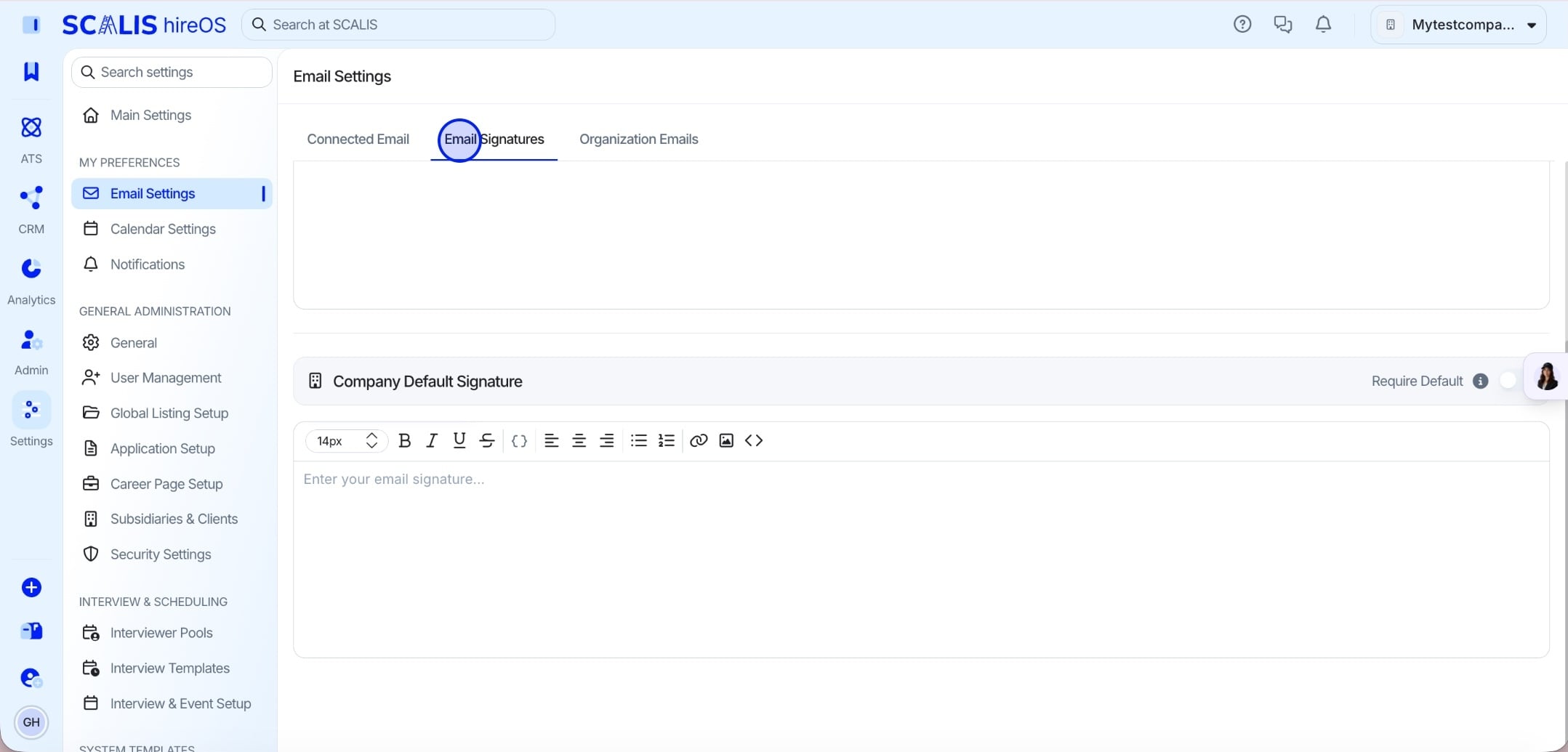 Adding a company default email signature