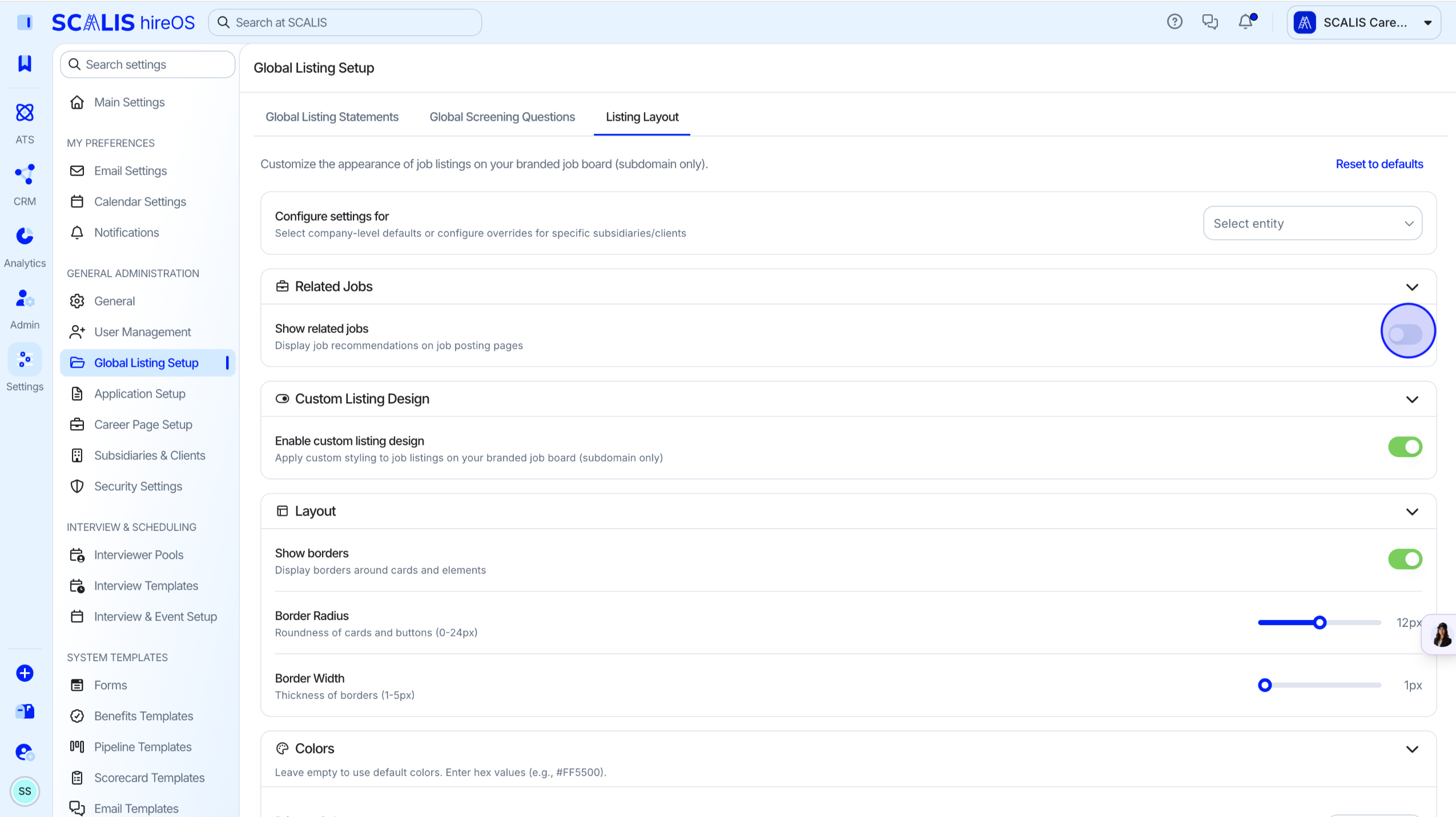 Show Related Jobs toggle