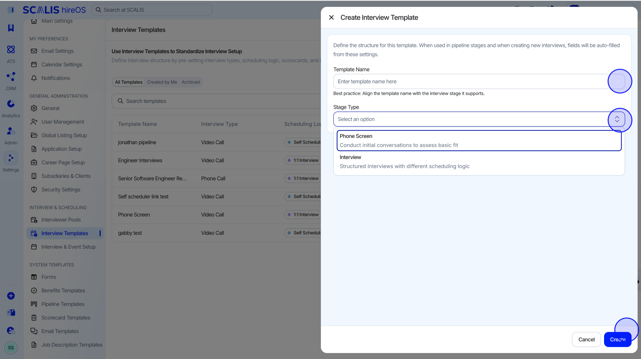 Configuring an interview template