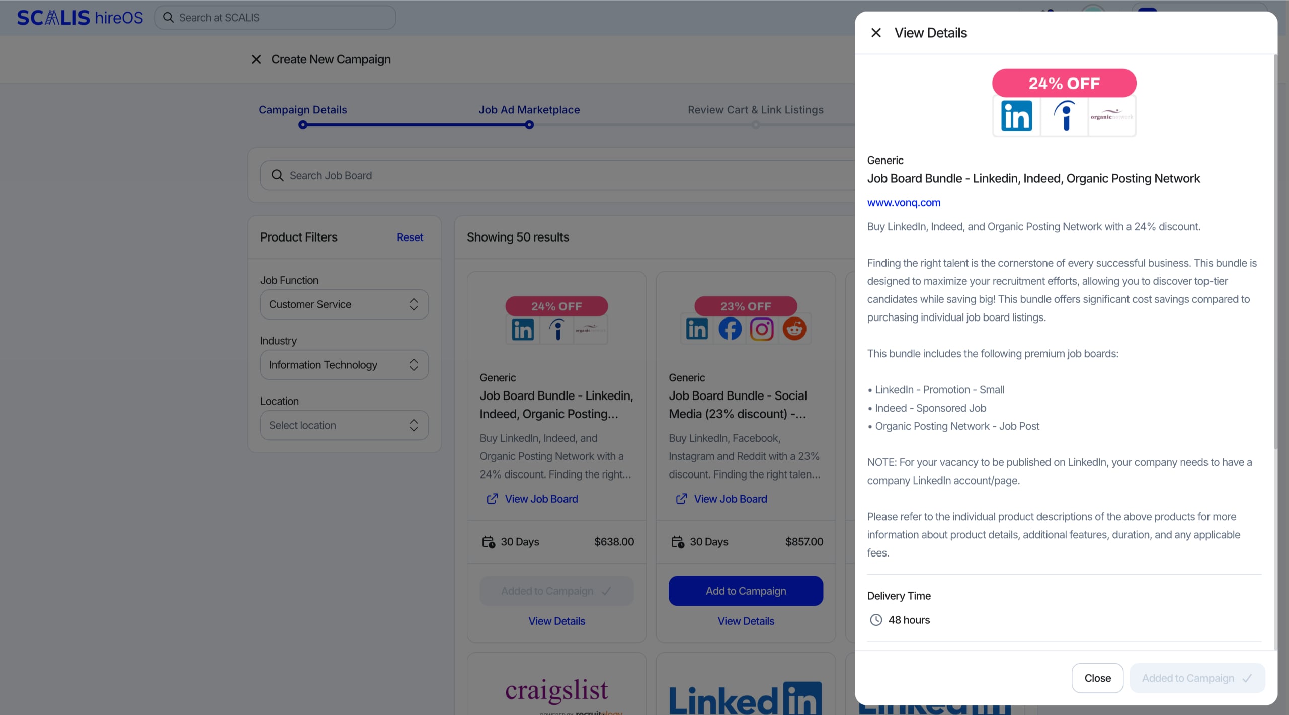 Job ad product details drawer