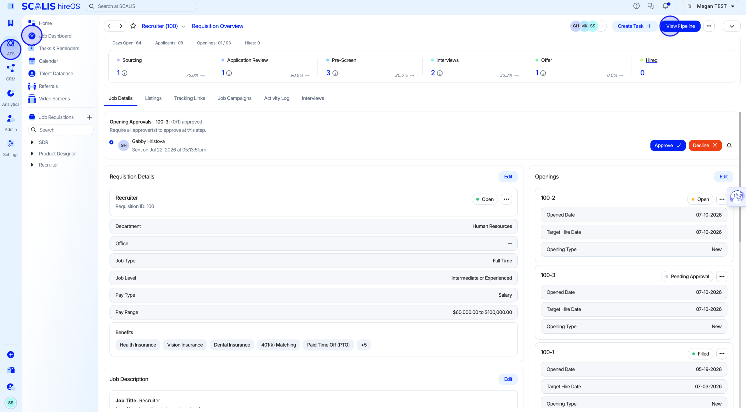 View Pipeline button on the Job Requisition
