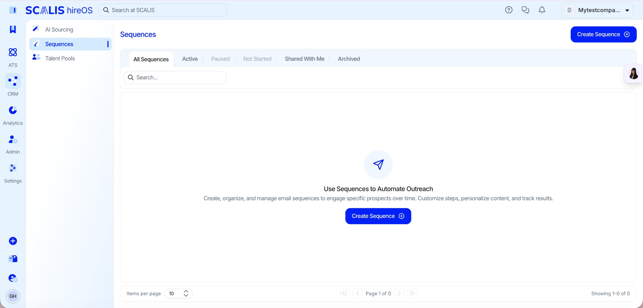 Email sequences in the SCALIS CRM