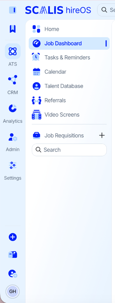 SCALIS ATS left navigation menu