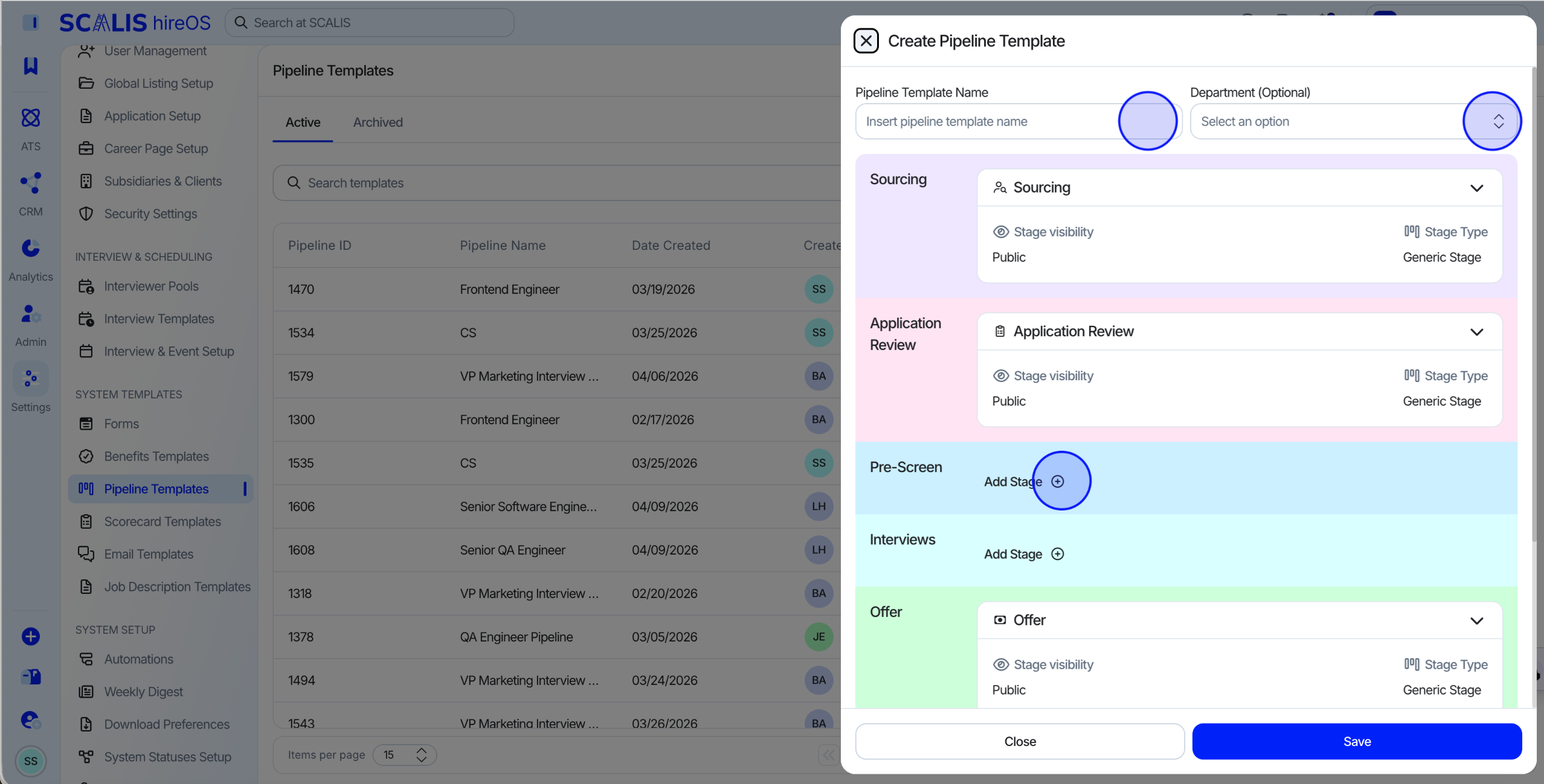 Creating a new pipeline template
