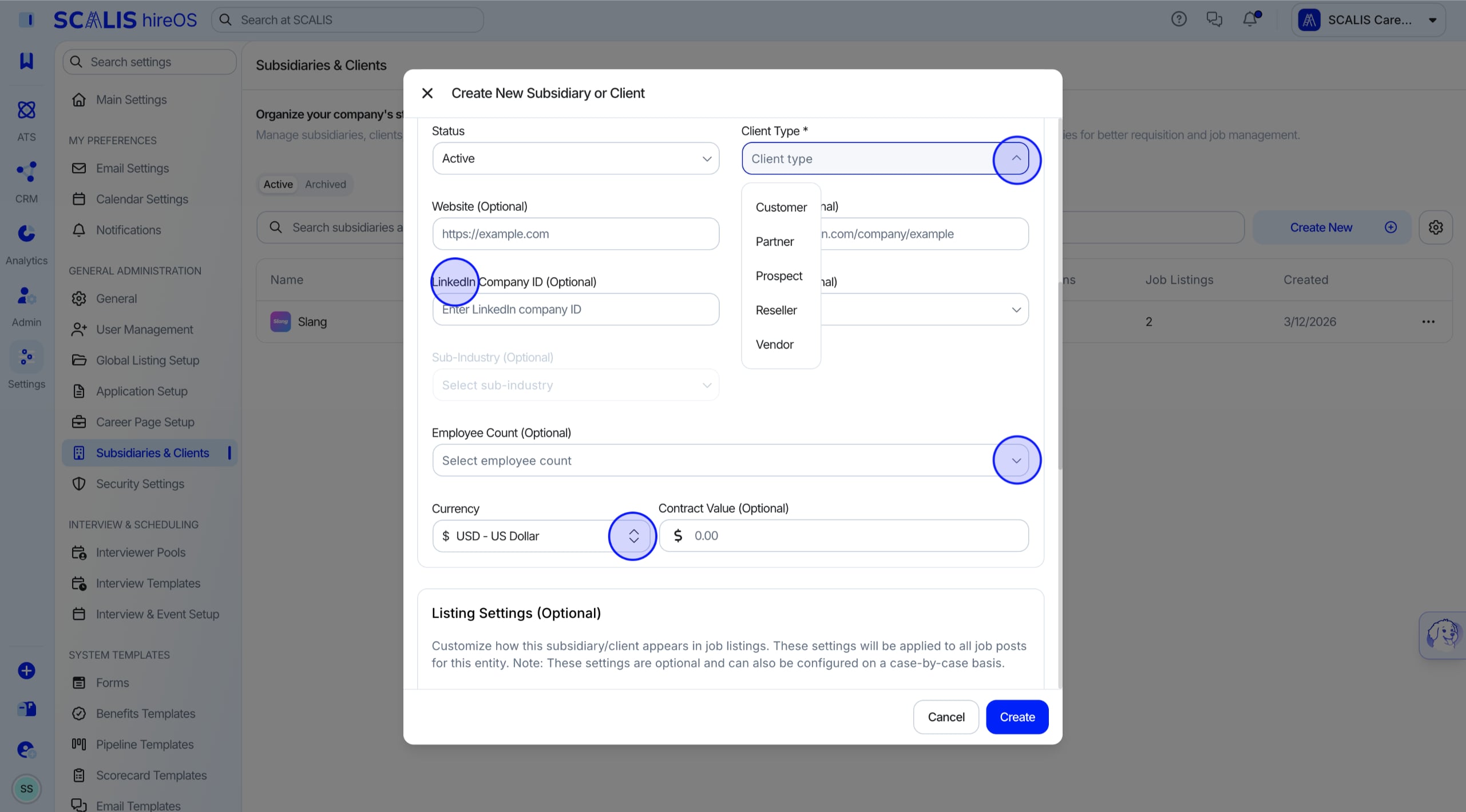 Adding LinkedIn Company ID, currency, and other optional fields