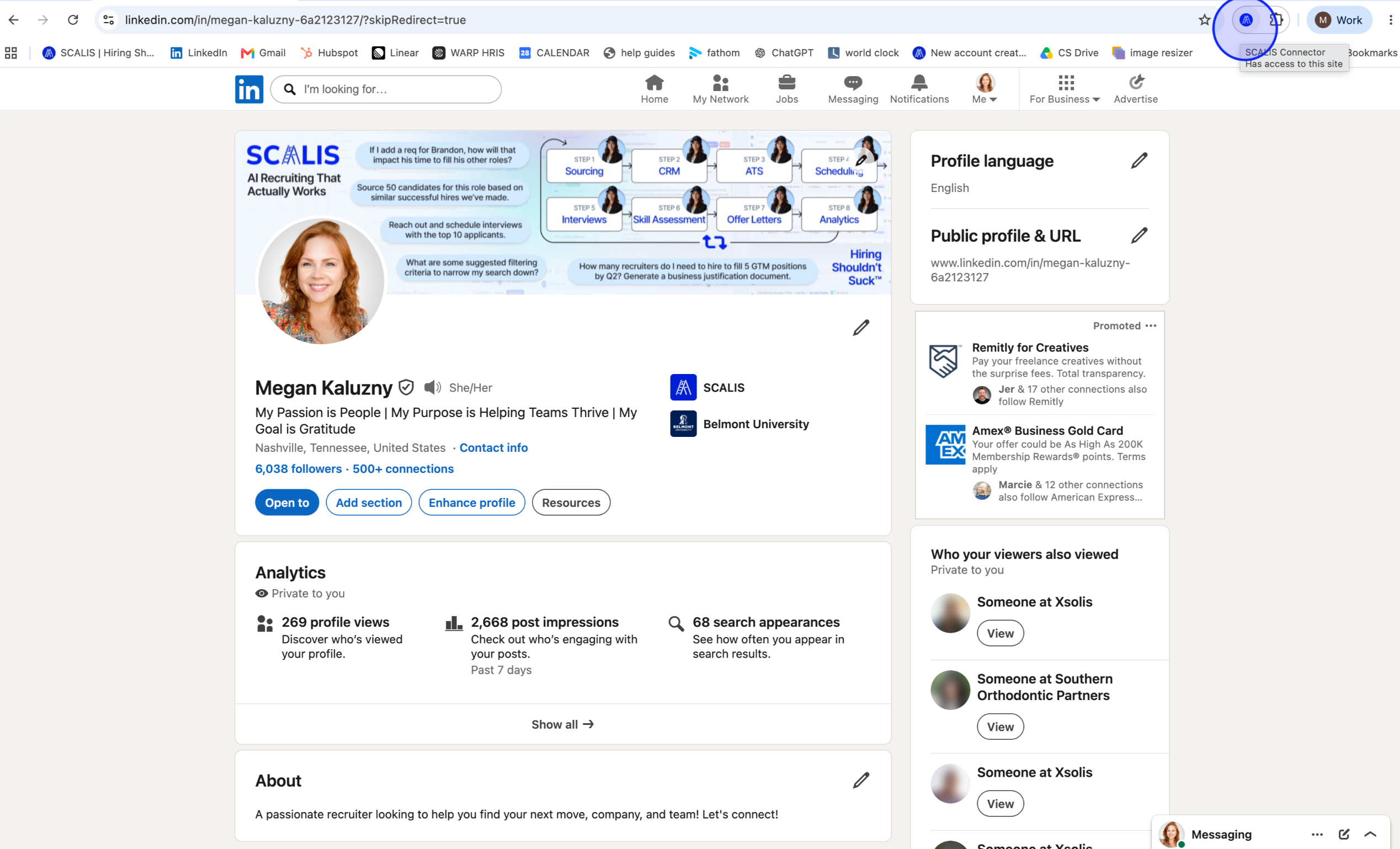 Chrome toolbar showing the pinned SCALIS extension icon