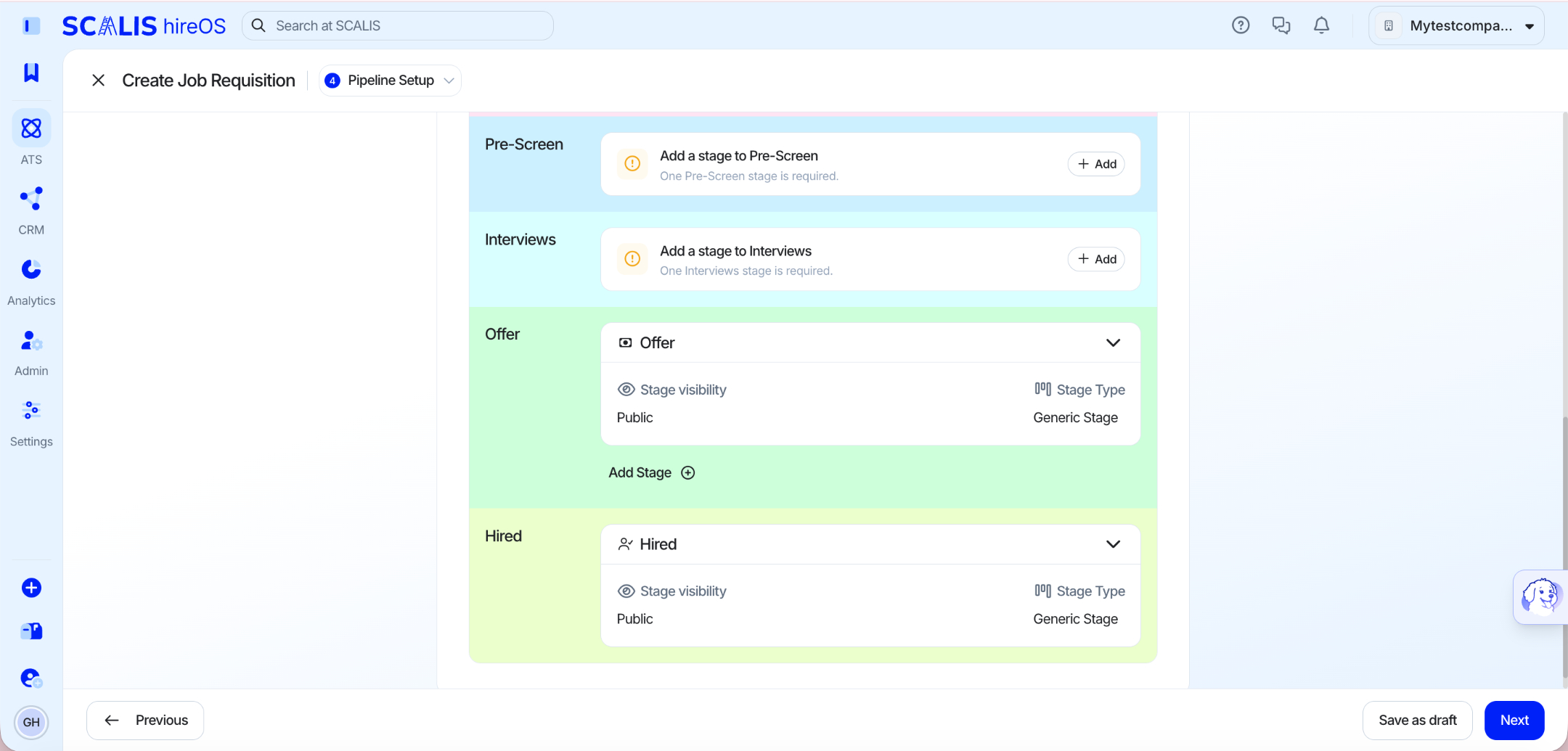 Customizing interview stages